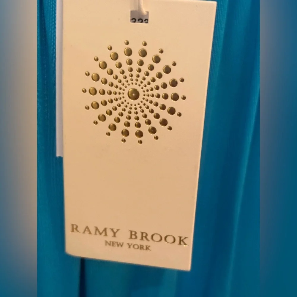 🩵 NWT Ramy Brook lagoon blue Samba halter keyhole dress size 14/XL $465 - Picture 7 of 13